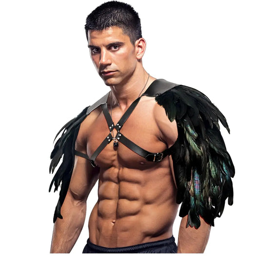 Feather Double Shoulder Guard Harness Costume