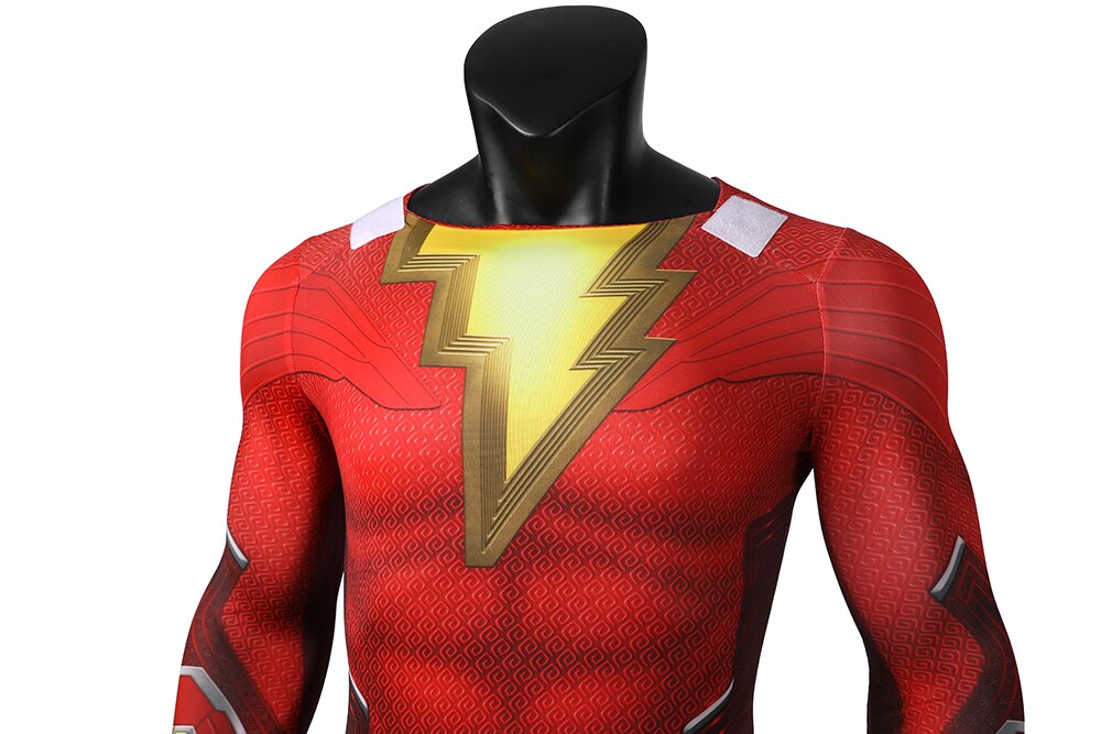 Red Shazam Cosplay Costume with Cloak
