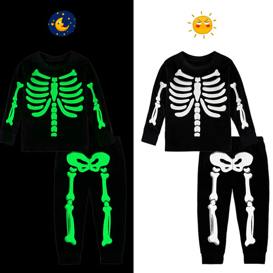 Kids Skeleton Costume Skull Glowing in the Dark