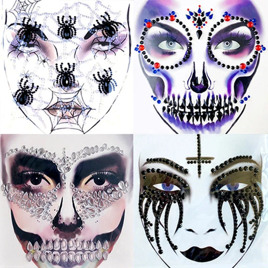 Halloween Series 3D Spider Terror Face Crystal Stickers - Decoration product photo