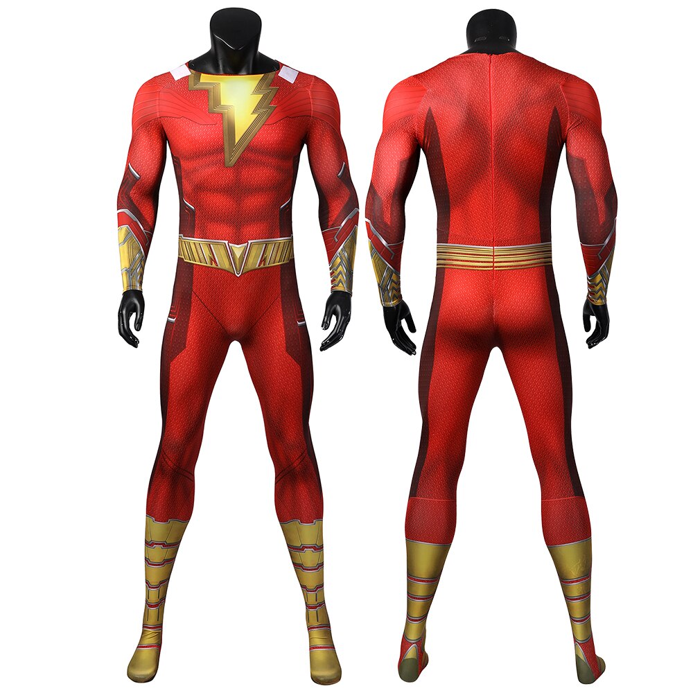 Red Shazam Cosplay Costume with Cloak