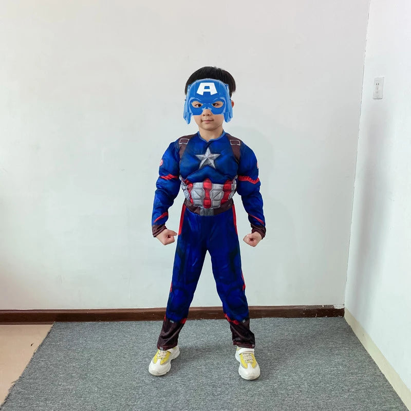 Child Captain America Muscle Costume with Shield