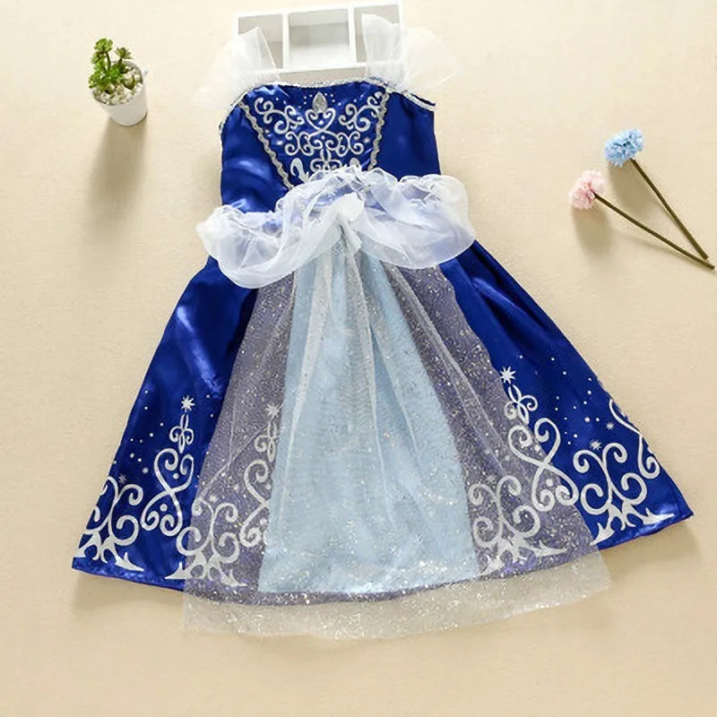 Girls Princess Dress Kids Cinderella Snow White Aurora Sofia Rapunzel Cinderella Halloween Costume