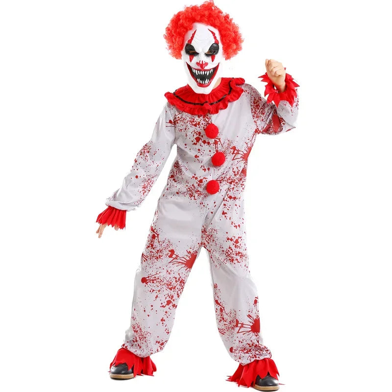 Kids Scary Creepy Bloody Killer Circus Clown Jester