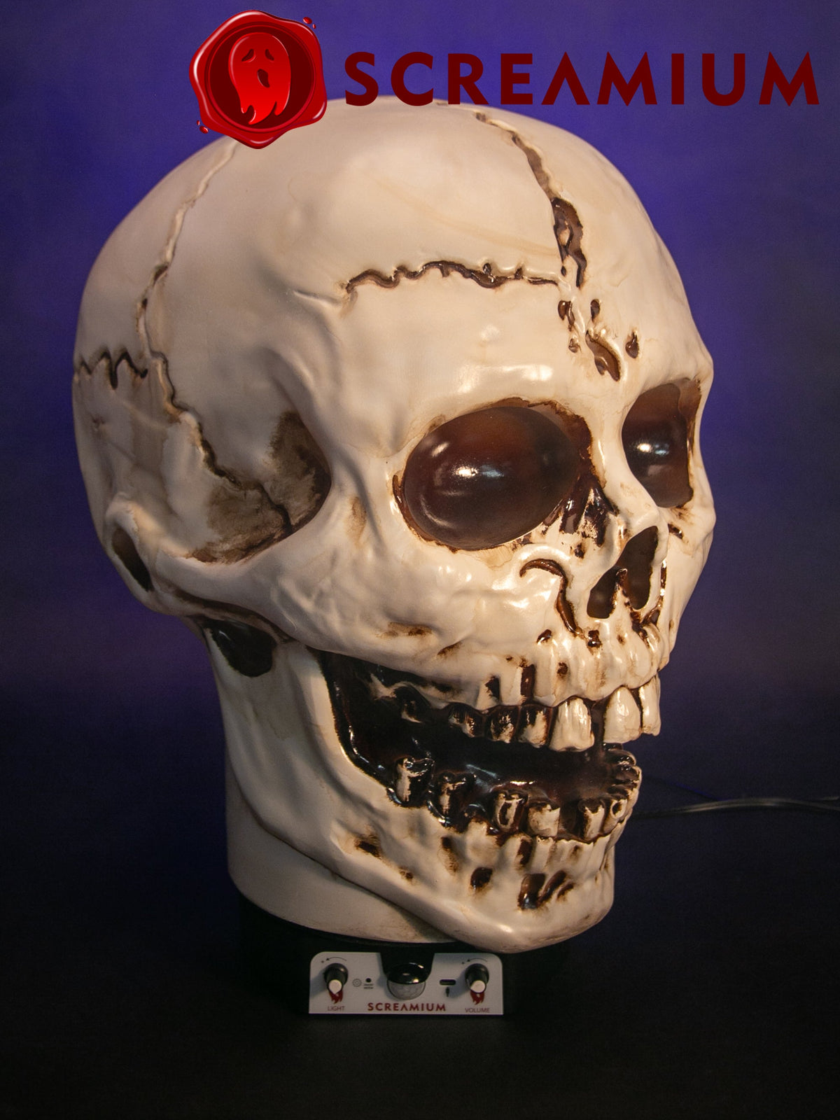 SCREAMIUM 20-Inch Animated Light-Up Skull Prop