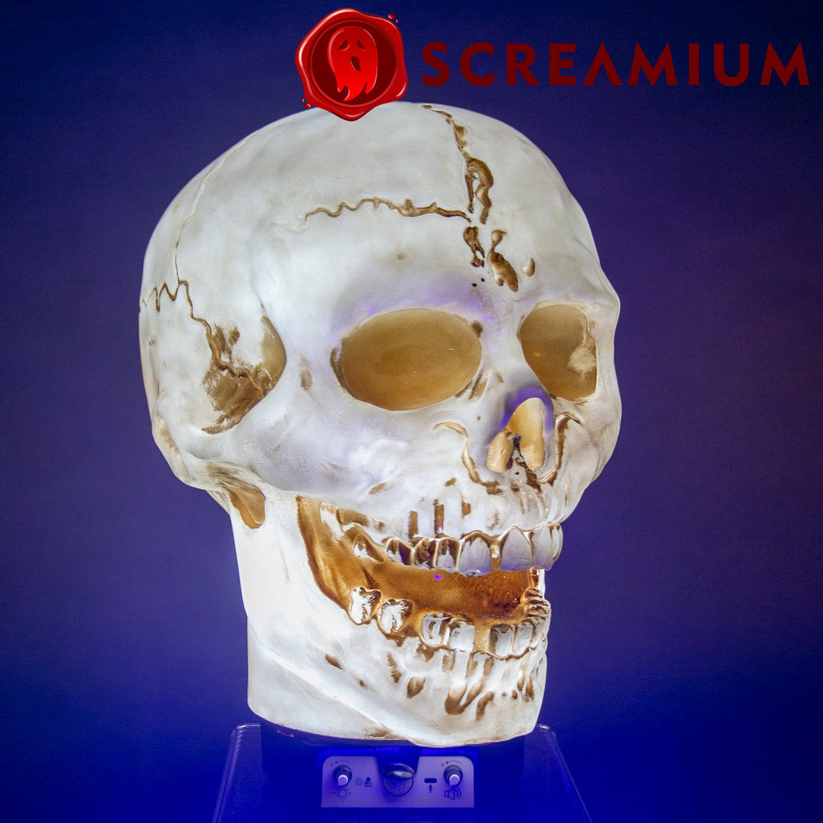 SCREAMIUM 20-Inch Animated Light-Up Skull Prop