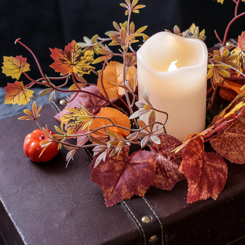 Fall Artificial Maple Leaf Candlestick Holder