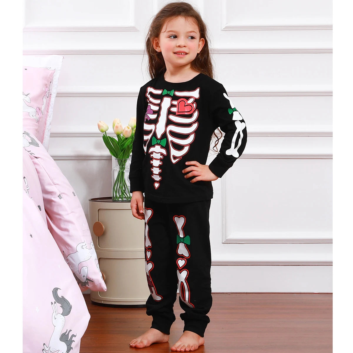 Kids Skeleton Costume Skull Glowing in the Dark