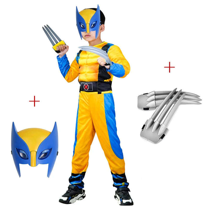 Wolverine Kids Cosplay Costume with Mask & Claws