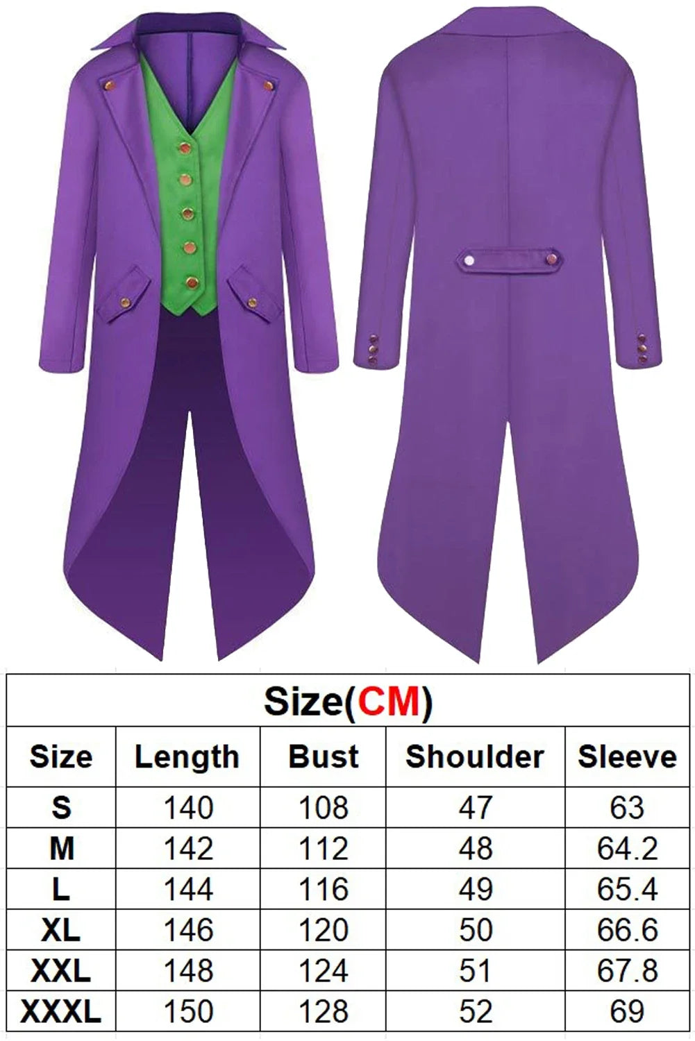 Joker Super Villain Costume Tuxedo Jacket Vest Set