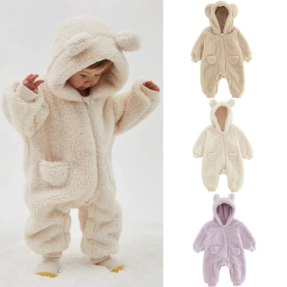 Newborn Baby Rompers Spring Autumn Warm Fleece Baby Costume