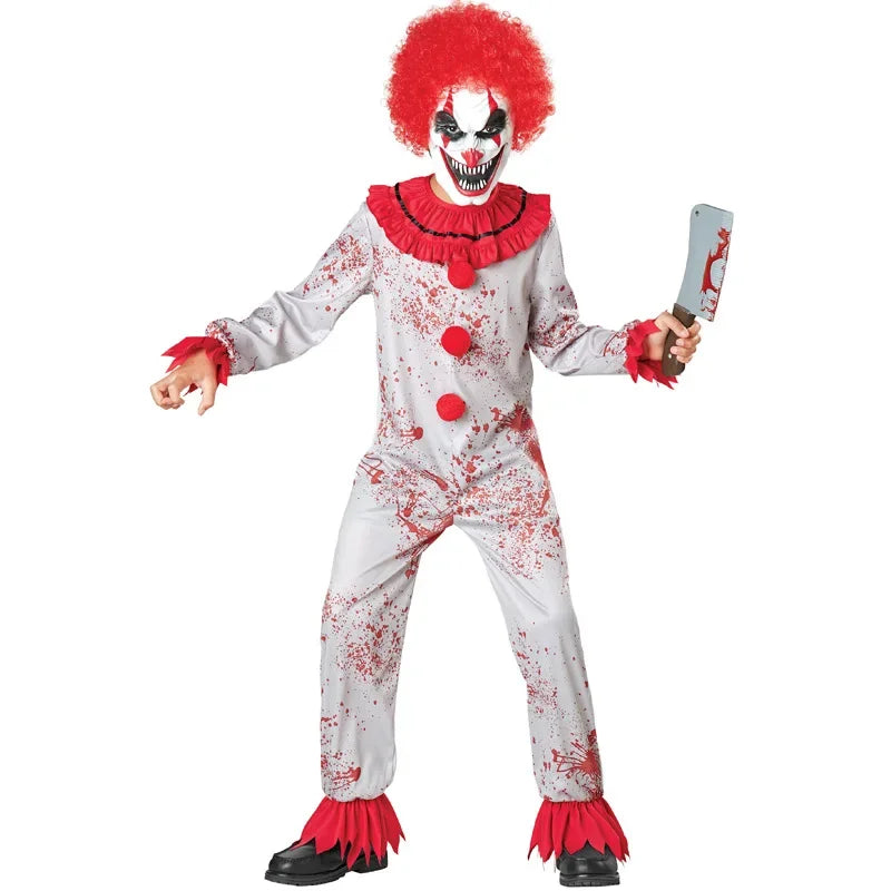 Kids Scary Creepy Bloody Killer Circus Clown Jester