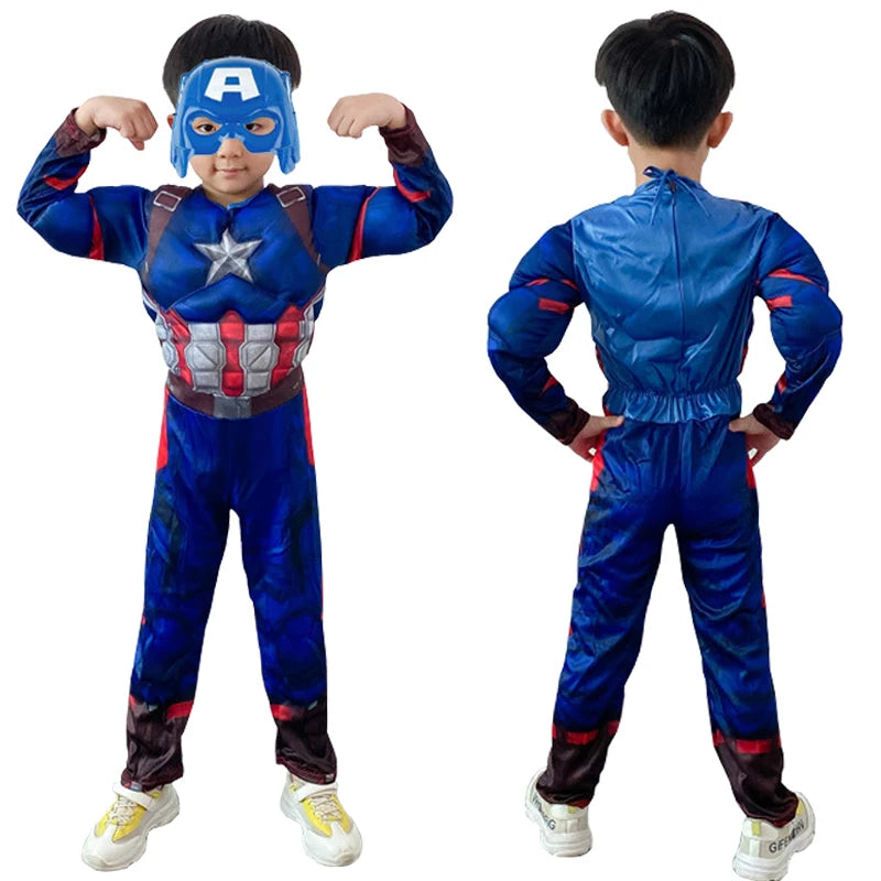 Child Captain America Muscle Costume with Shield