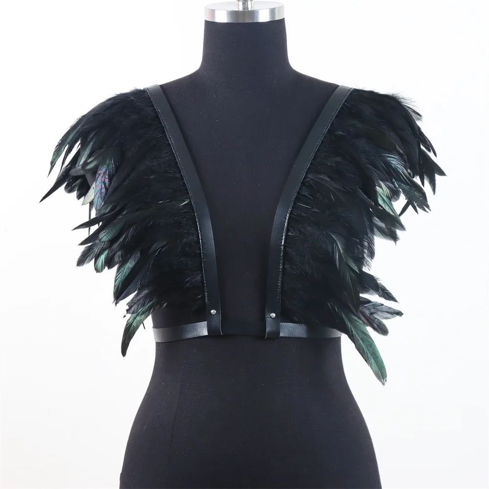 Gothic Medieval Shoulder Feather Shawl Shrugs