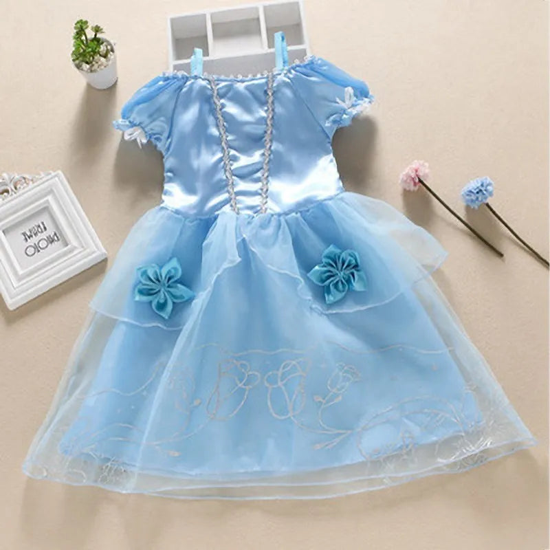 Girls Princess Dress Kids Cinderella Snow White Aurora Sofia Rapunzel Cinderella Halloween Costume