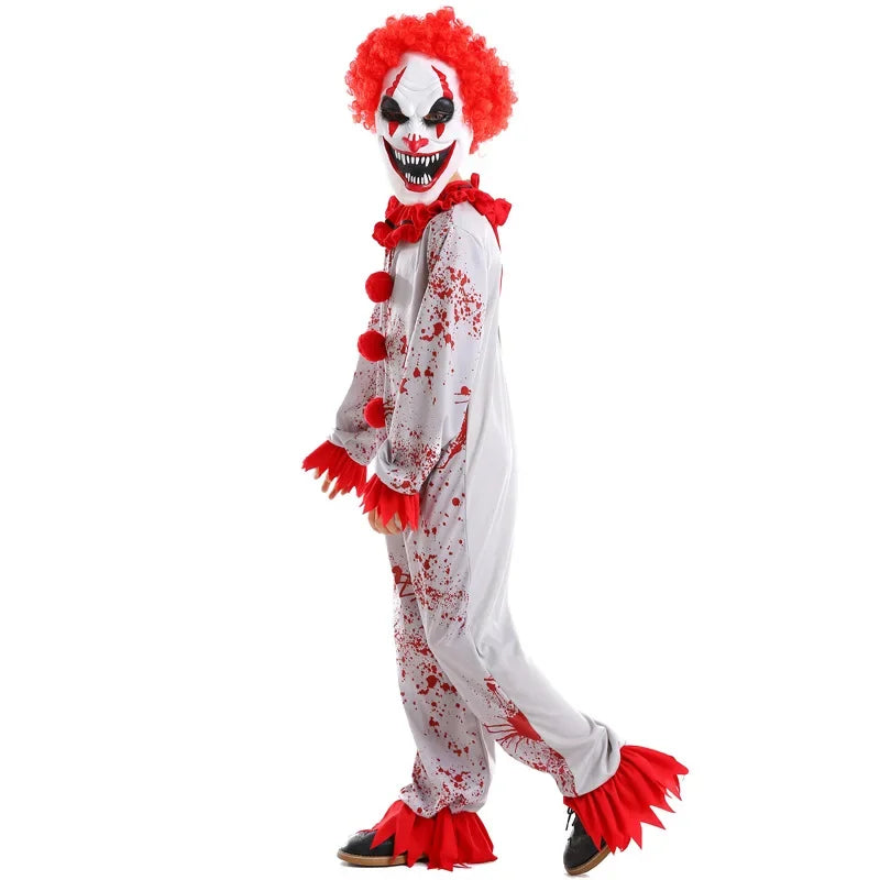 Kids Scary Creepy Bloody Killer Circus Clown Jester