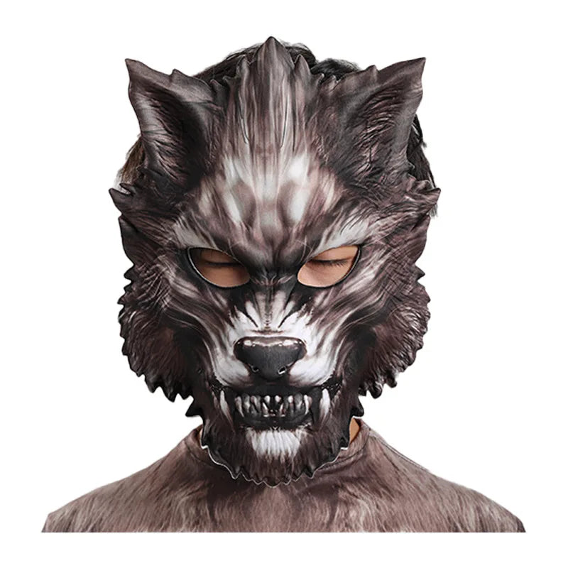 Werewolf Cosplay Costume Jumpsuit With 3D Mask Kids