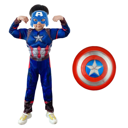 Child Captain America Muscle Costume with Shield