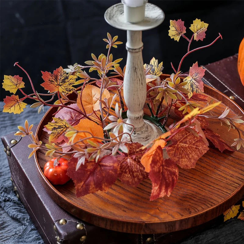 Fall Artificial Maple Leaf Candlestick Holder