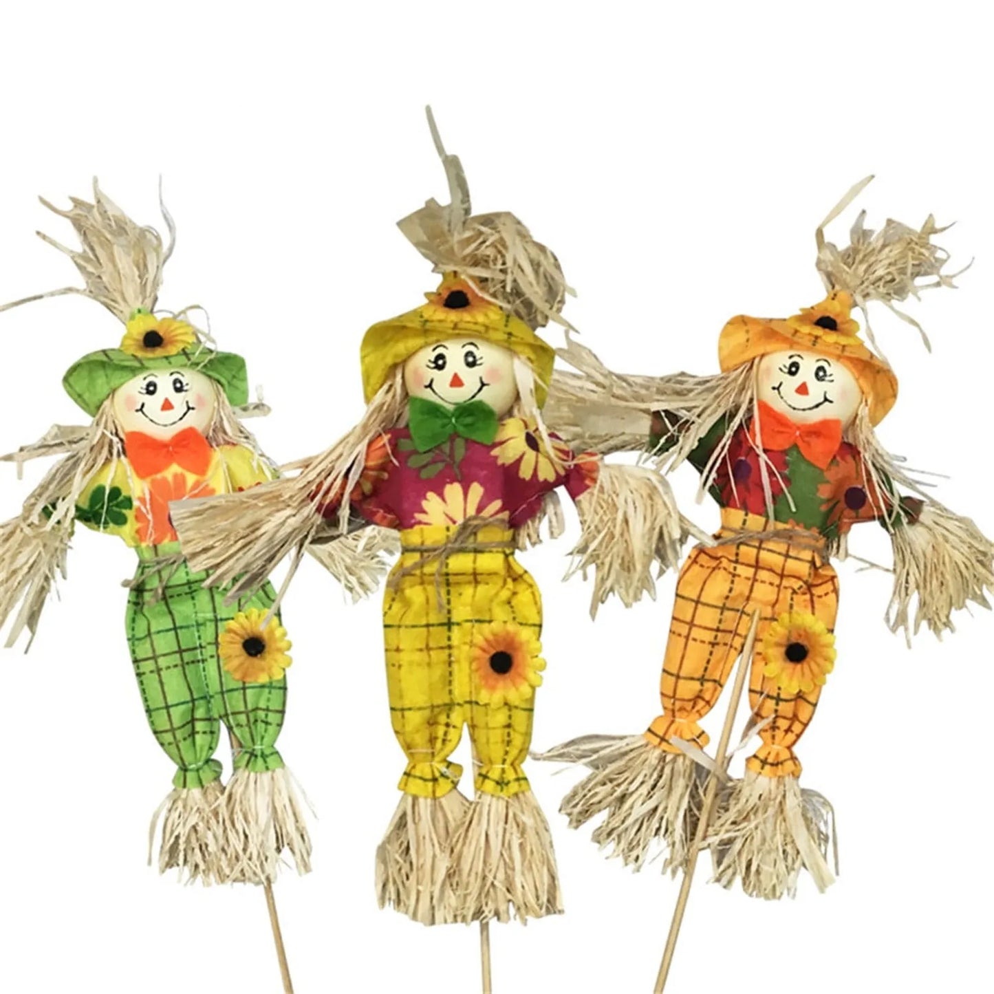 Small Fall Scarecrow Decoration - Pack of 3