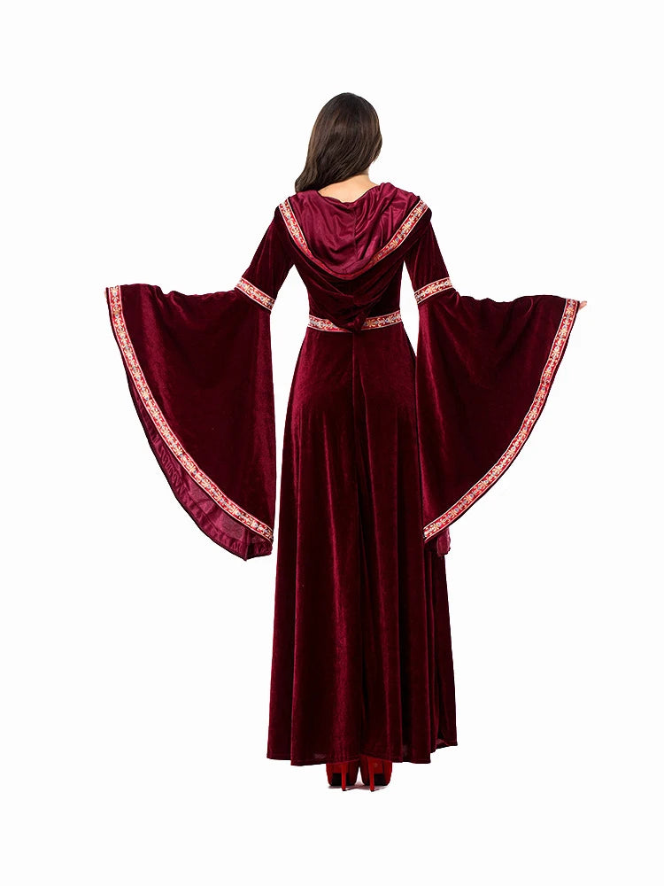 Medieval Retro Gothic Hoodie Witch Long Skirt Luxury Women's Party Dress Cosplay Vampire Halloween Adult Costume