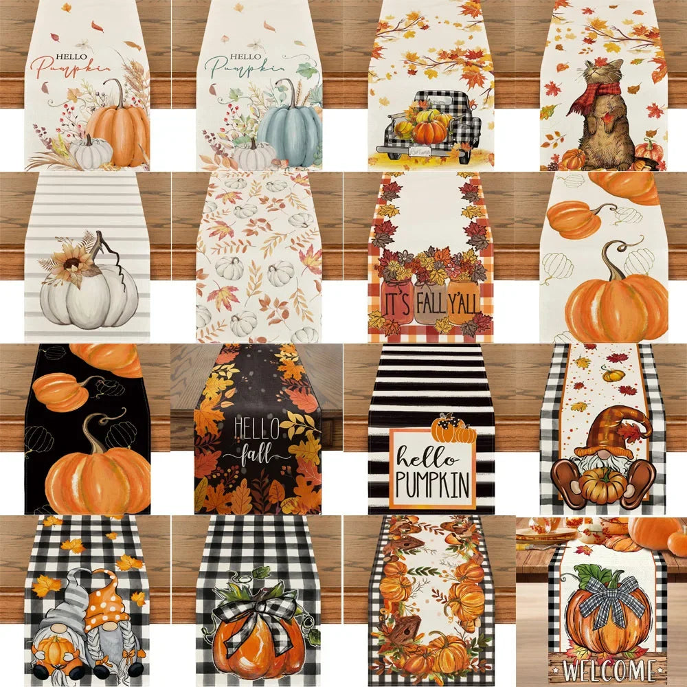 Halloween Autumn Thanksgiving Table Runner Linen