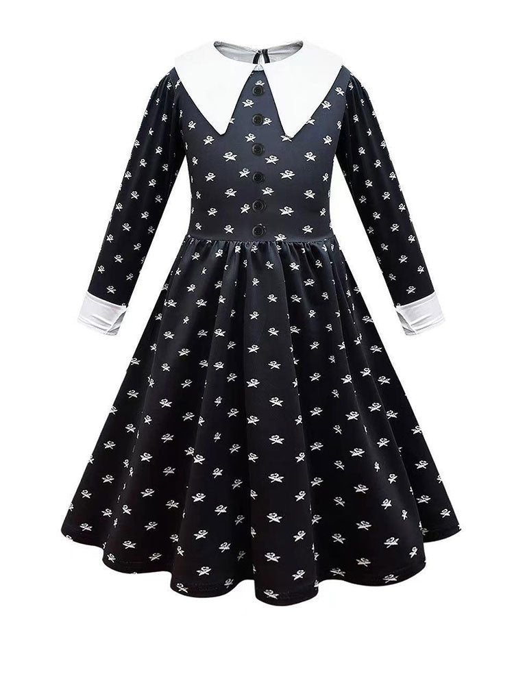 Wednesday Addams Gothic Cosplay Dress for Halloween