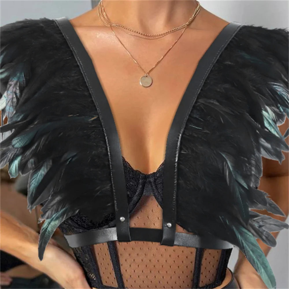 Gothic Medieval Shoulder Feather Shawl Shrugs