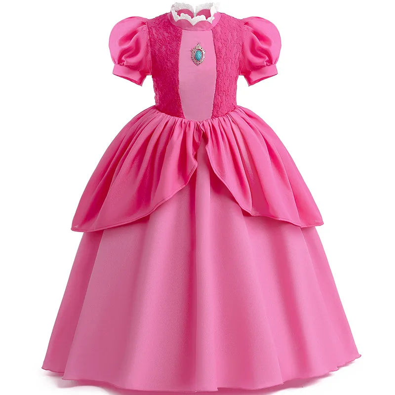 New Baby Girls Queen Peach Princess Dress Kids Cosplay Costume