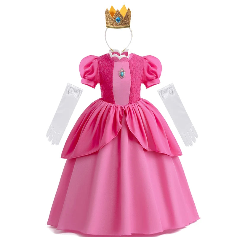 New Baby Girls Queen Peach Princess Dress Kids Cosplay Costume