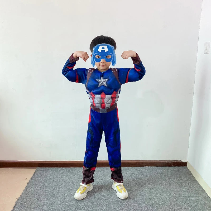 Child Captain America Muscle Costume with Shield