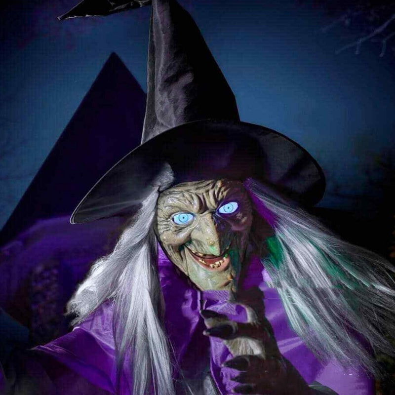 6-Foot Floating Witch with Broom Halloween Decoration