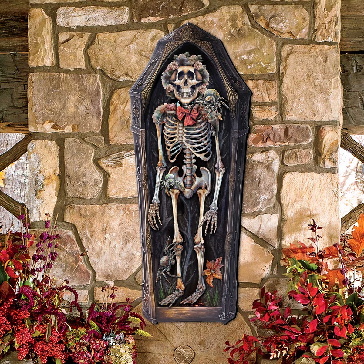 Skeleton Coffin Halloween Door Hanger by G.DeBrekht