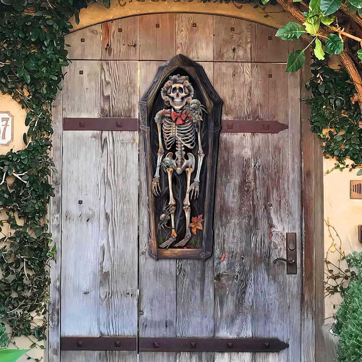 Skeleton Coffin Halloween Door Hanger by G.DeBrekht