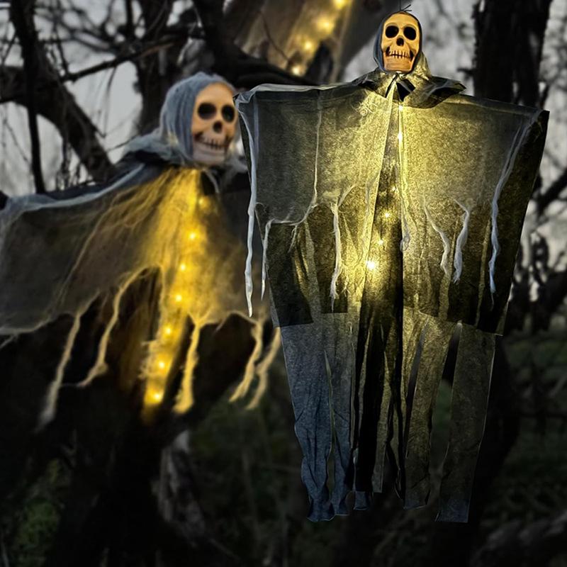 Light-Up Hanging Ghost for Halloween, 85 cm