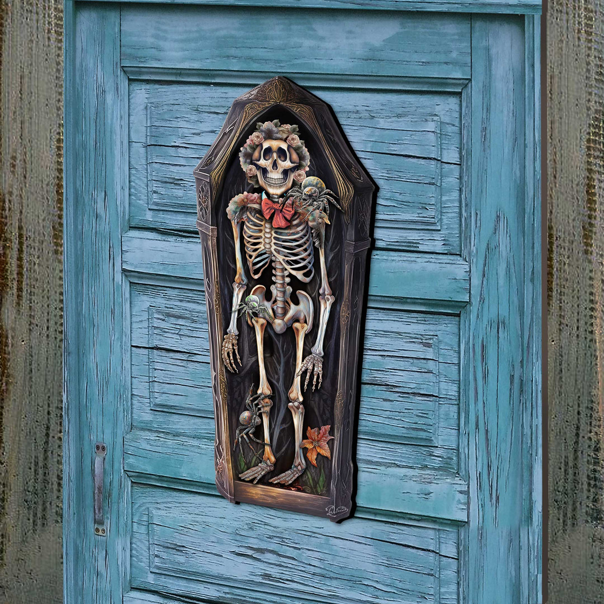 Skeleton Coffin Halloween Door Hanger by G.DeBrekht