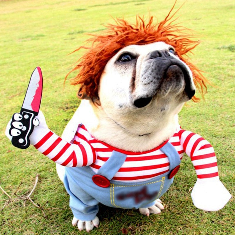 Halloween Funny Dog Costume With A Knife