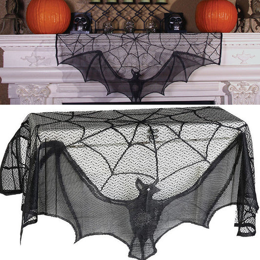 Halloween Decorative Bat Shaped Spider Web Curtain