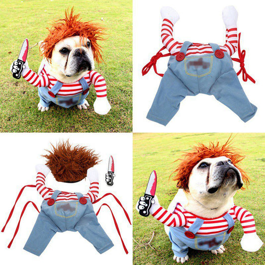 Halloween Funny Dog Costume With A Knife