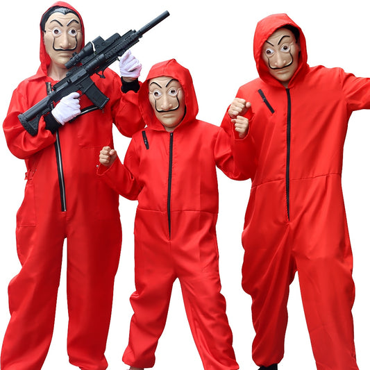 Halloween Hooded Money Heist Party Costume for adults