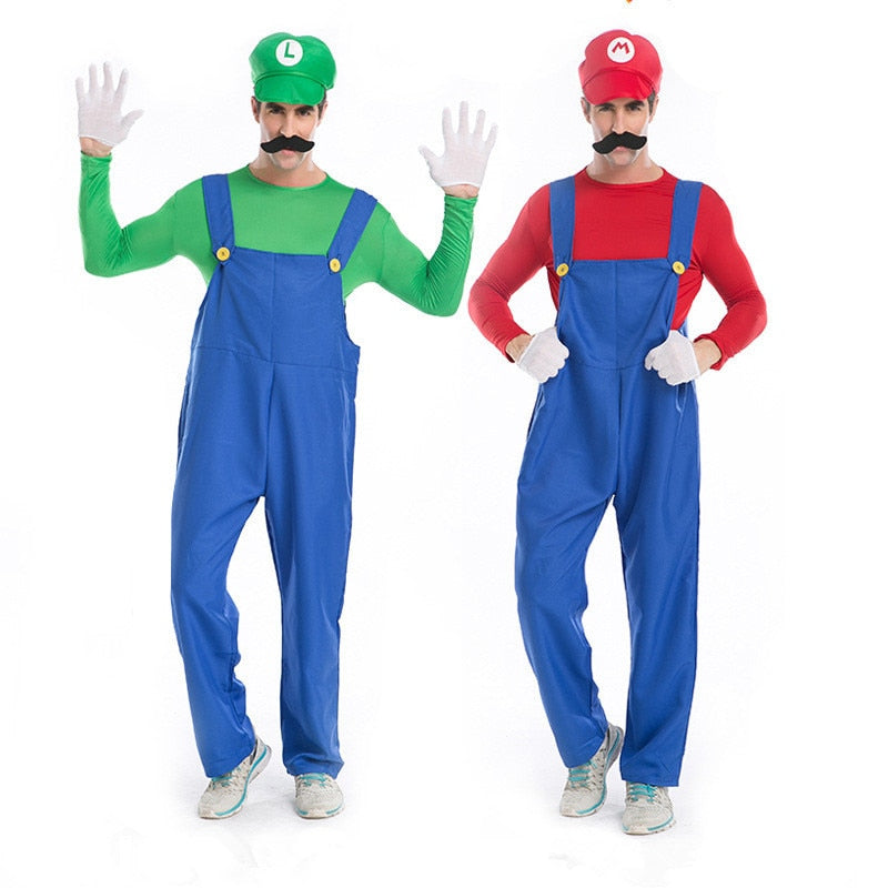 Halloween Super Game Cosplay Costume Luigi Bros Plumber for adults