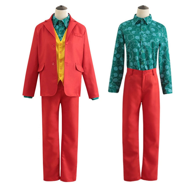 Joker Arthur Fleck cosplay suit with jacket, waistcoat, shirt and trousers for adults