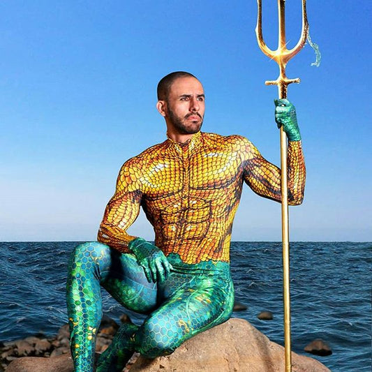 Halloween Aquaman Cosplay Superhero Bodysuit Suit for adults