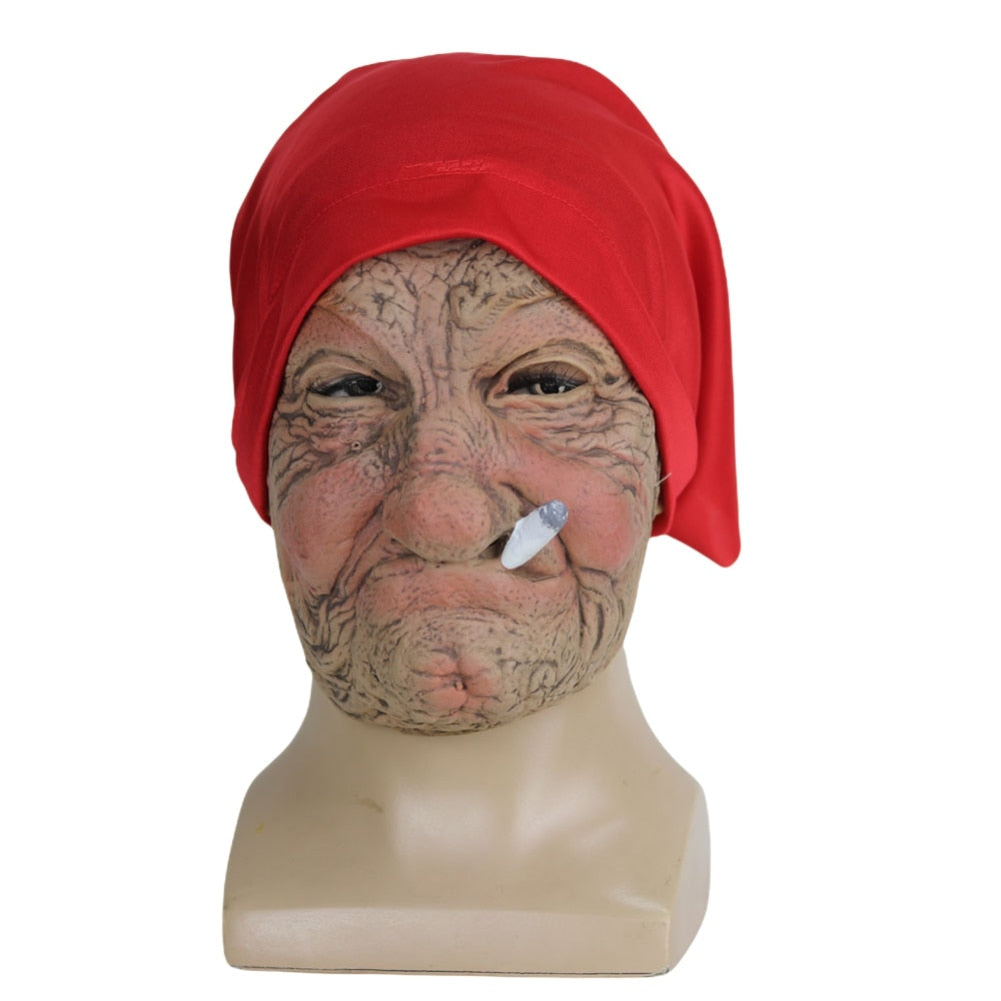 Halloween Smoking Old Grandmother Mask