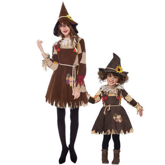 Halloween Wizard Of Oz Scarecrow Parent-Child Costume for kids
