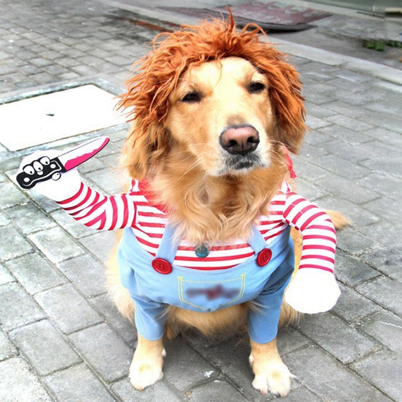 Halloween Funny Dog Costume With A Knife