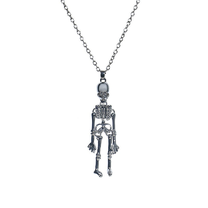 Metal Pumpkin Skeleton Skull Necklace
