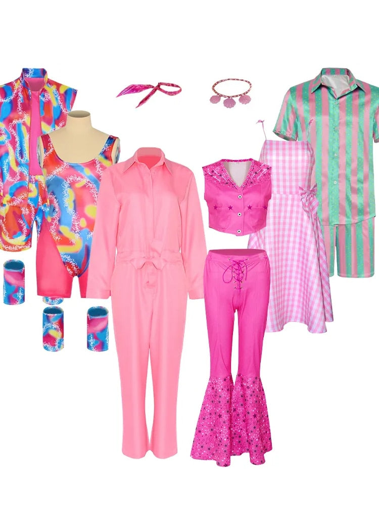 Margot Robbie Barbie Pink Cosplay Halloween Movie Uniform for adults