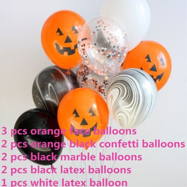 Orange Printed Ghost Jack-o-Lantern Latex Balloons