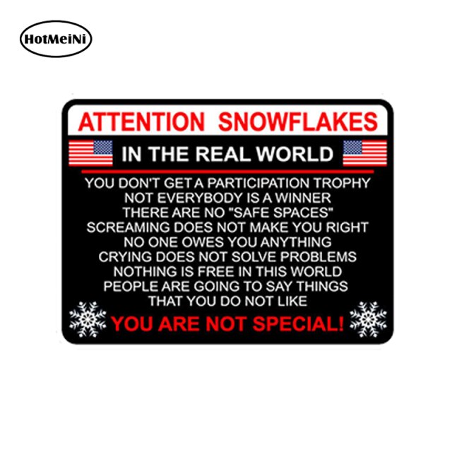 HotMeiNi Attention Snowflake Car Truck Bumper Sticker